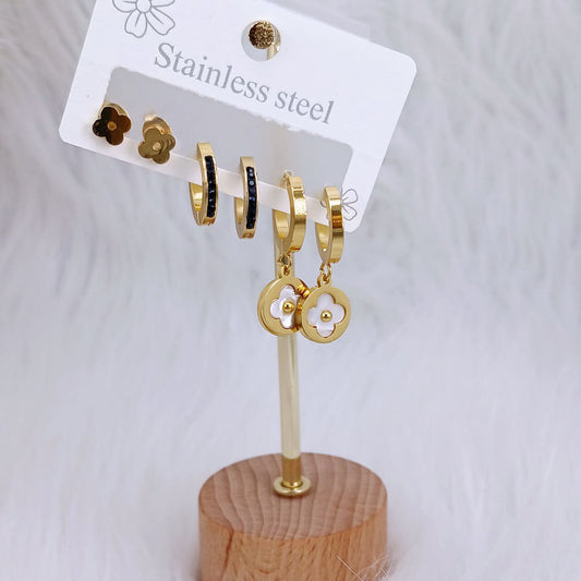 Black & White Van Cleef Earring Set